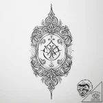 Tattoo sketch historical scroll with a symbol – tattoo sketch (№1757023650_0, 04.09.2025 22:07) — tattoovalue.net