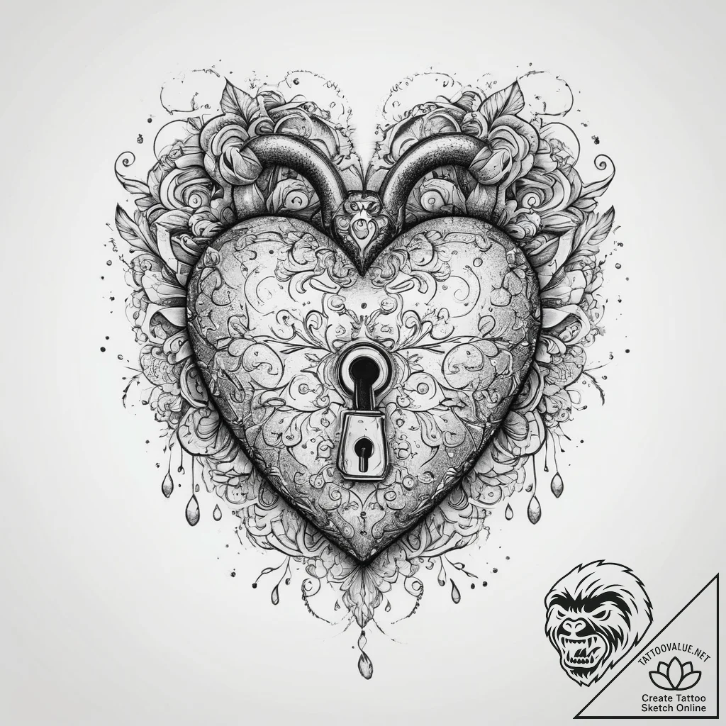 Tattoo sketch узор в виде сердца с замком, ar... - tattoo sketch (№1757023857_0, 04.09.2025 22:10) — tattoovalue.net