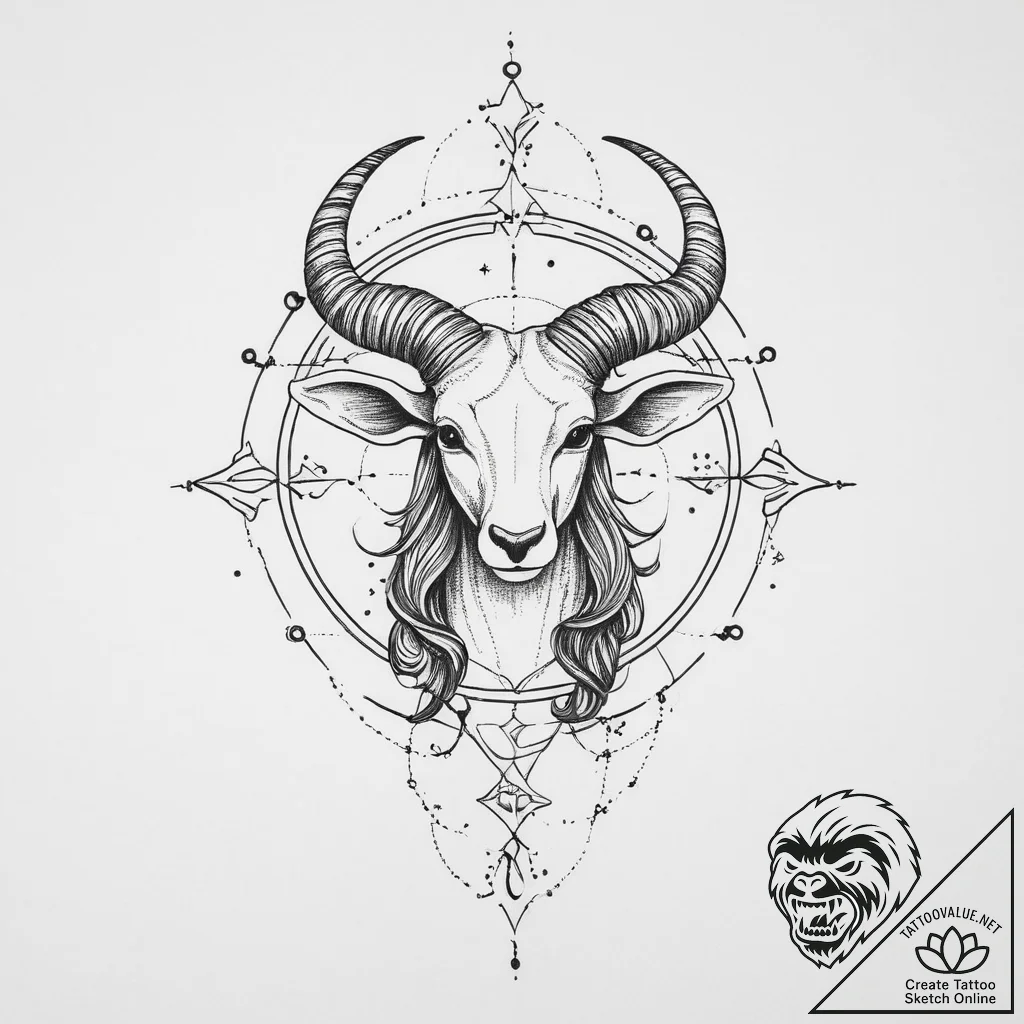 Tattoo sketch capricorn constellation, tattoo... - tattoo sketch (№1757025263_0, 04.09.2025 22:34) — tattoovalue.net