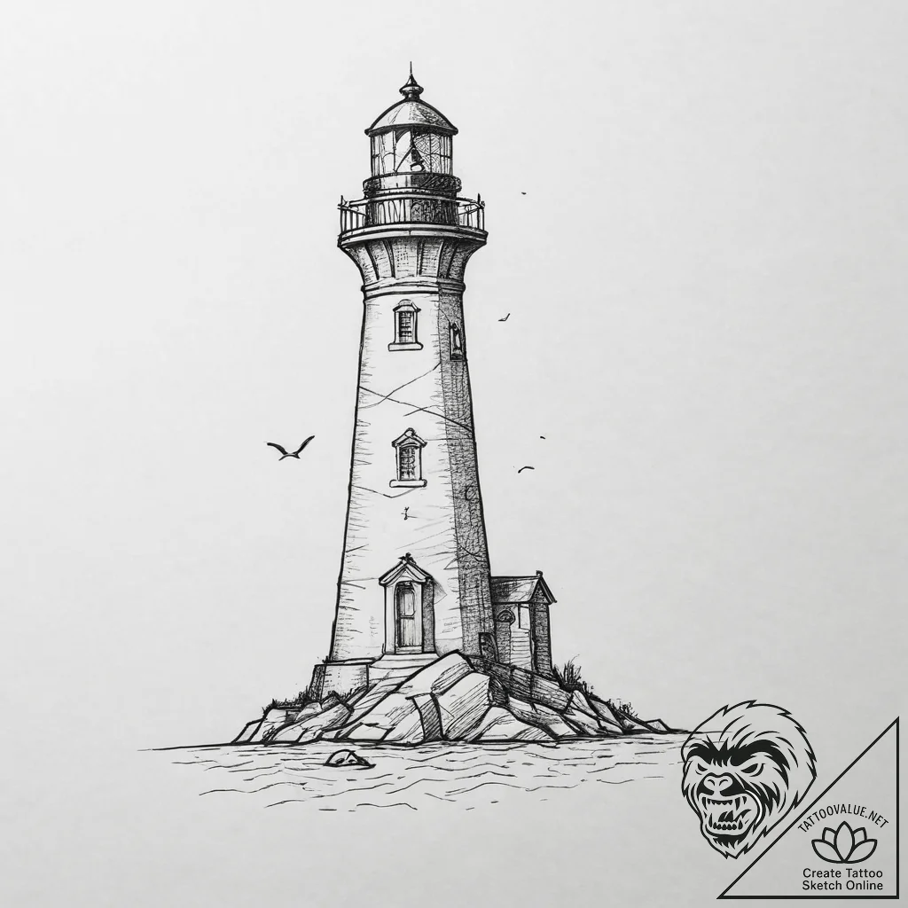 Tattoo sketch lighthouse tattoo, tattoo line... - tattoo sketch (№1757025868_0, 04.09.2025 22:44) — tattoovalue.net