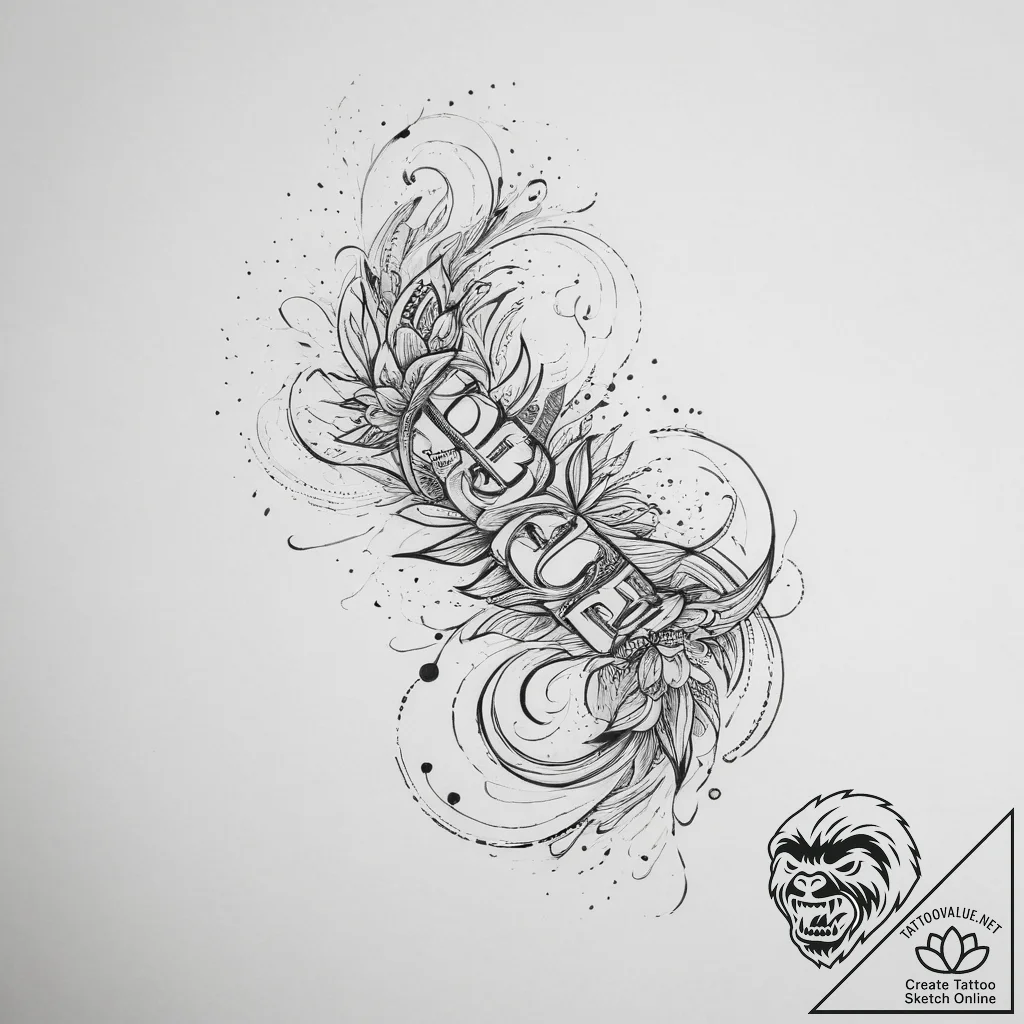 Tattoo sketch flowing text - tattoo sketch (№1757026469_0, 04.09.2025 22:54) — tattoovalue.net