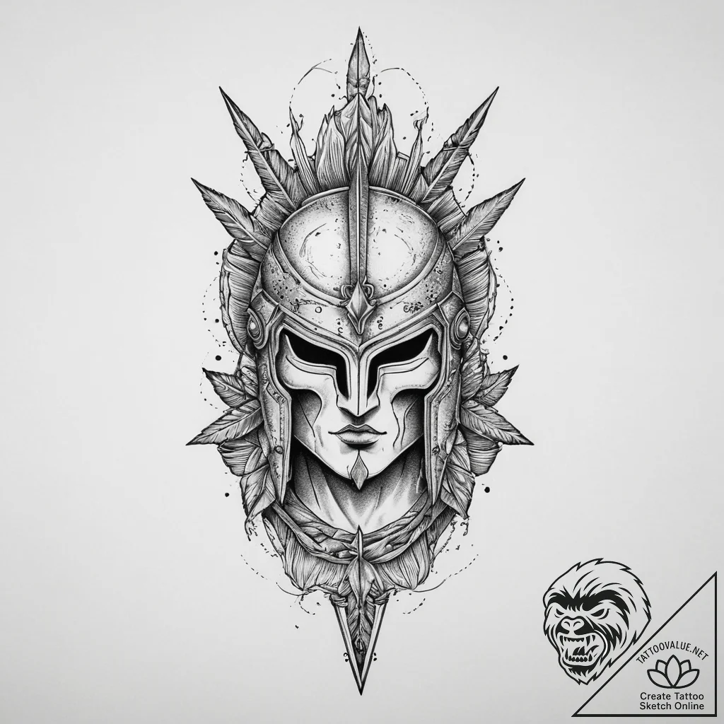Tattoo sketch spartan spear, tattoo line art,... - tattoo sketch (№1757026667_0, 04.09.2025 22:57) — tattoovalue.net
