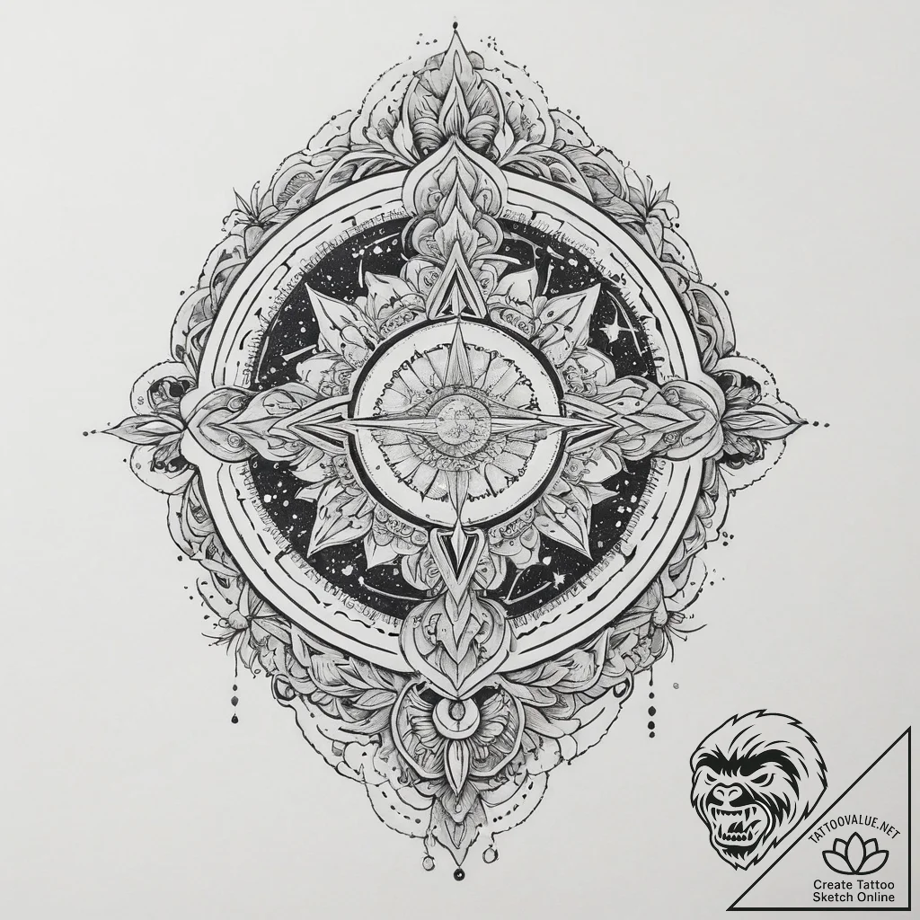 Tattoo sketch cosmic portrayal, tattoo sketch... - tattoo sketch (№1757027464_0, 04.09.2025 23:11) — tattoovalue.net