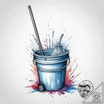 Tattoo sketch janitor mop and bucket, ink ill… – tattoo sketch (№1757028064_0, 04.09.2025 23:21) — tattoovalue.net