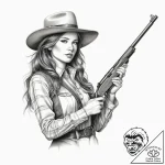 Tattoo sketch annie oakley with a rifle, tatt… – tattoo sketch (№1757028268_0, 04.09.2025 23:24) — tattoovalue.net