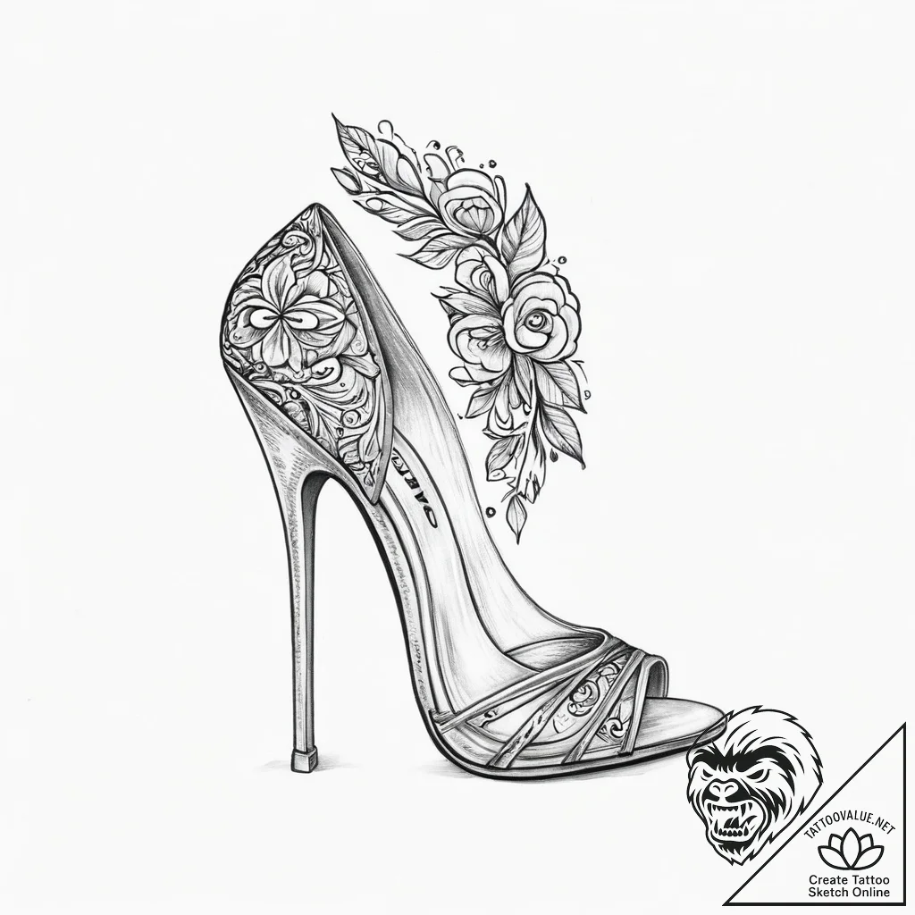 Tattoo sketch high heel tattoo - tattoo sketch (№1757028673_0, 04.09.2025 23:31) — tattoovalue.net