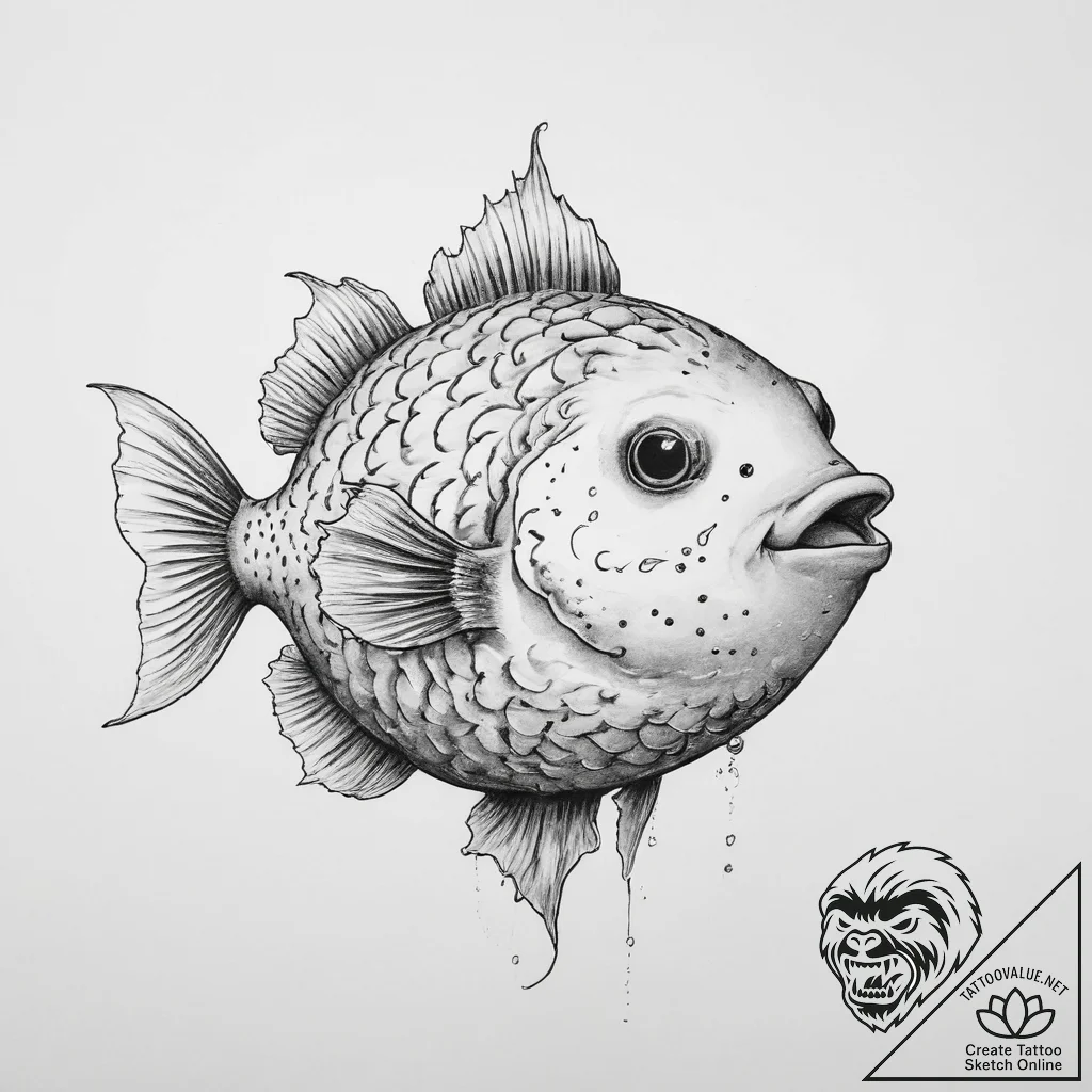Tattoo sketch blowfish - tattoo sketch (№1757029675_0, 04.09.2025 23:47) — tattoovalue.net