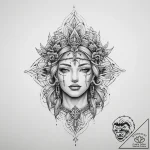 Tattoo sketch blessed character – tattoo sketch (№1757030489_0, 05.09.2025 00:01) — tattoovalue.net