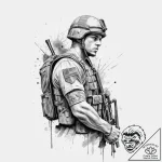 Tattoo sketch soldier with a thread, concept… – tattoo sketch (№1757032702_0, 05.09.2025 00:38) — tattoovalue.net