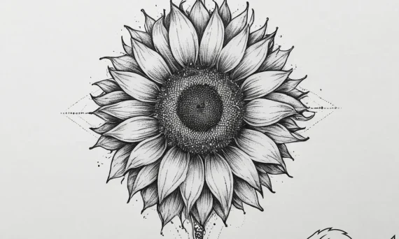 Tattoo sketch sunflower, tattoo line art, min... - tattoo sketch (№1757033104_0, 05.09.2025 00:45) — tattoovalue.net