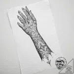 Tattoo sketch hands with a scroll – tattoo sketch (№1757034110_0, 05.09.2025 01:01) — tattoovalue.net