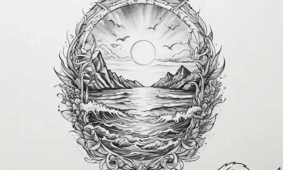 Tattoo sketch ocean - tattoo sketch (№1757035309_0, 05.09.2025 01:21) — tattoovalue.net