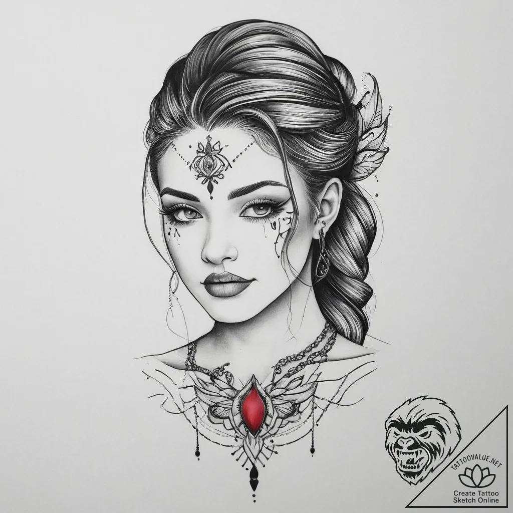 Tattoo sketch blessed portrayal, tattoo flash... - tattoo sketch (№1757035905_0, 05.09.2025 01:31) — tattoovalue.net