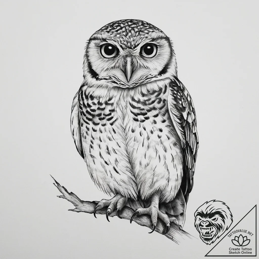 Tattoo sketch burrowing owl, artistic tattoo... - tattoo sketch (№1757036916_0, 05.09.2025 01:48) — tattoovalue.net