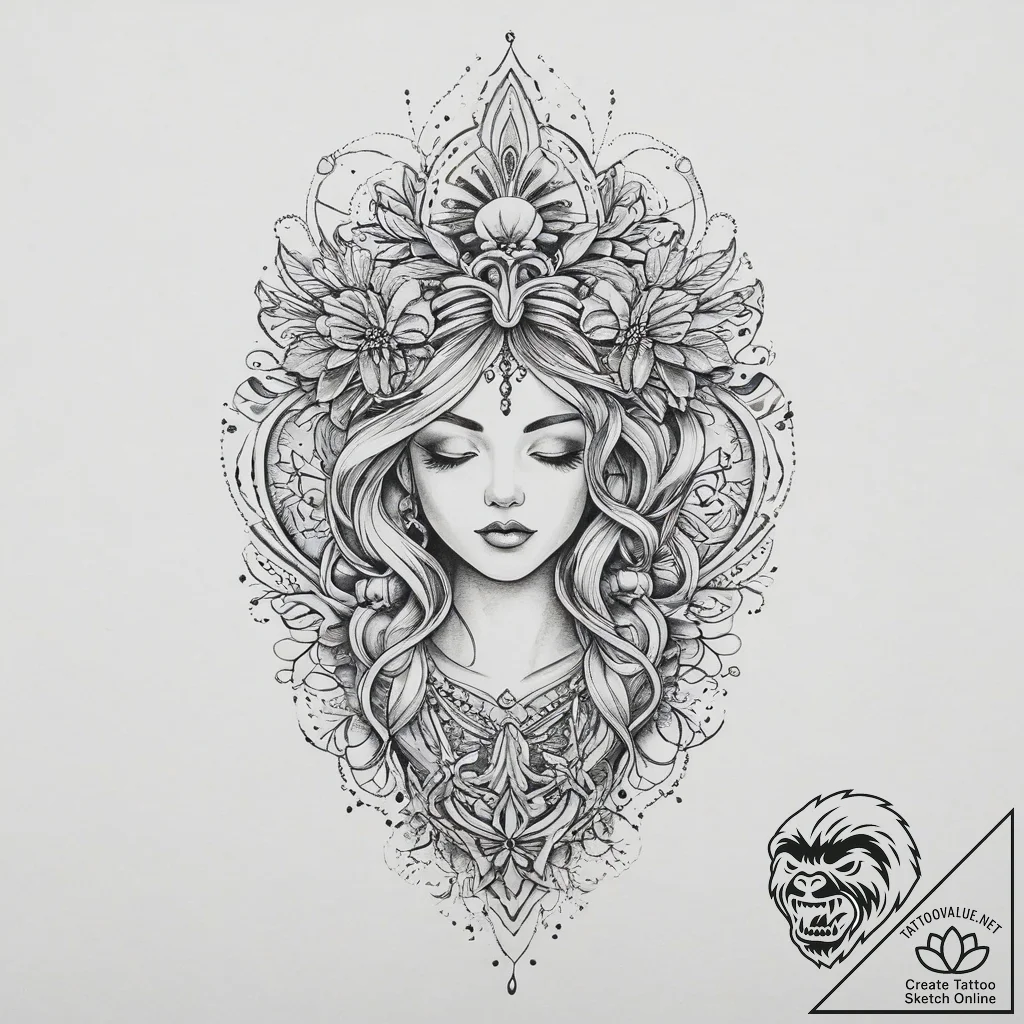 Tattoo sketch узор с силуэтами, ink illustrat... - tattoo sketch (№1757038738_0, 05.09.2025 02:18) — tattoovalue.net