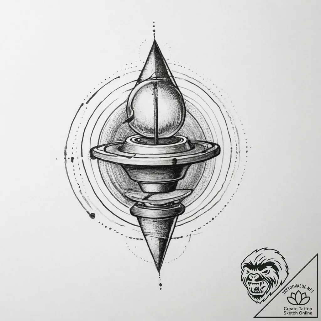 Tattoo sketch inception spinning top - tattoo sketch (№1757039546_0, 05.09.2025 02:32) — tattoovalue.net