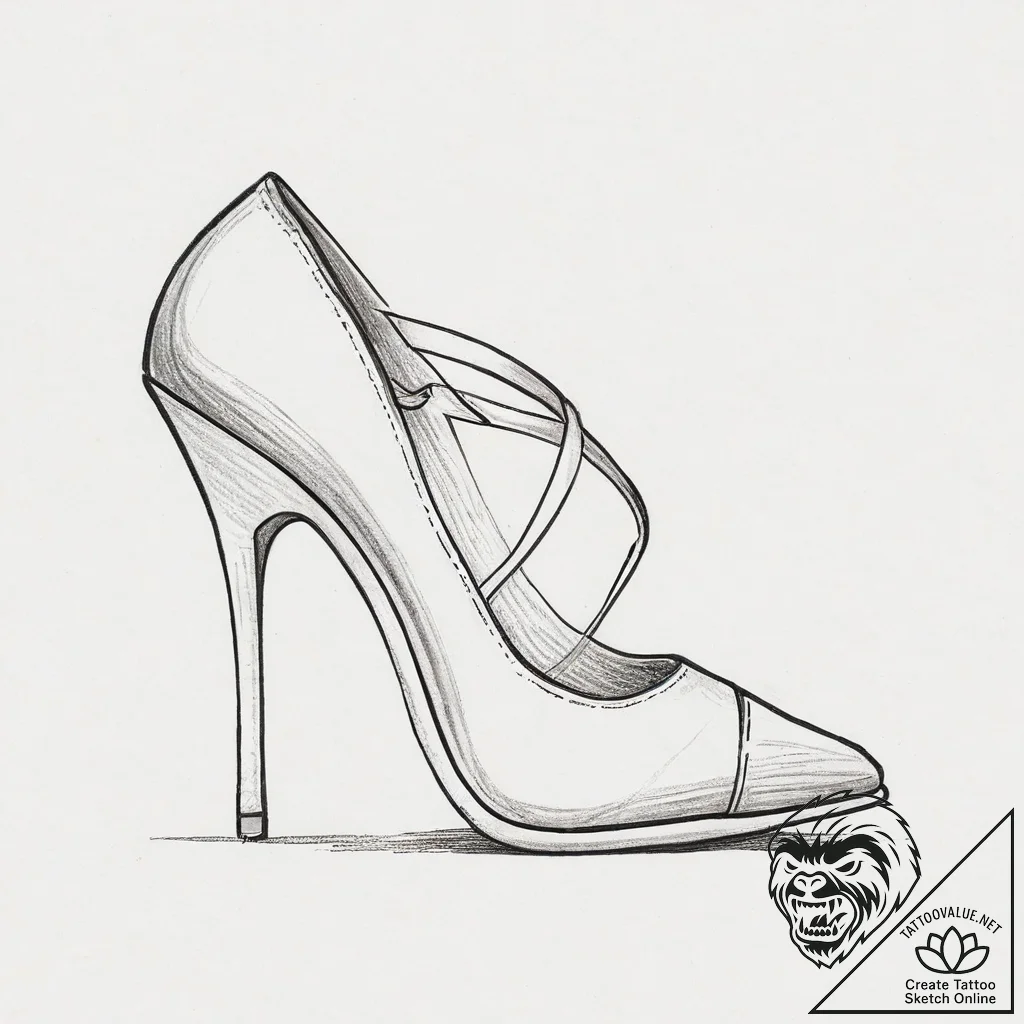 Tattoo sketch high heel tattoo, concept art f... - tattoo sketch (№1757062067_0, 05.09.2025 08:47) — tattoovalue.net