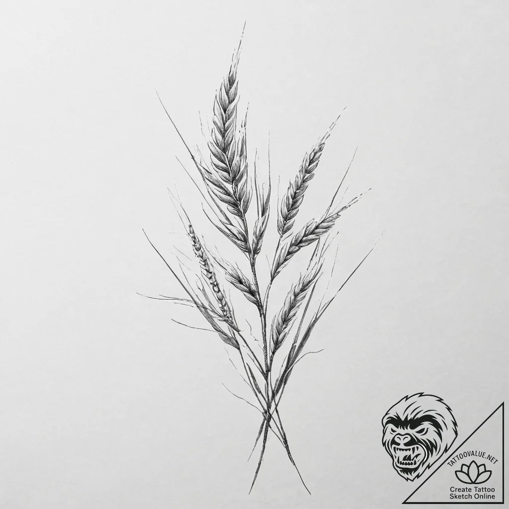 Tattoo sketch wheat, concept art for tattoo,... - tattoo sketch (№1757062659_0, 05.09.2025 08:57) — tattoovalue.net