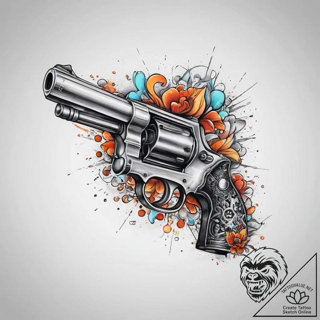 Tattoo sketch revolver, artistic tattoo sketc... - tattoo sketch (№1757064071_0, 05.09.2025 09:21) — tattoovalue.net