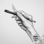 Tattoo sketch hands with a brush – tattoo sketch (№1757064666_0, 05.09.2025 09:31) — tattoovalue.net