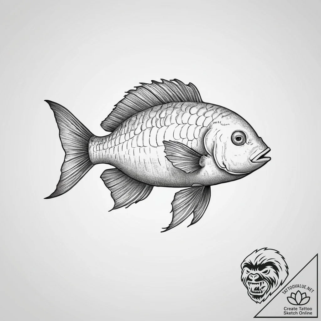 Tattoo sketch parrotfish, artistic tattoo ske... - tattoo sketch (№1757065867_0, 05.09.2025 09:51) — tattoovalue.net