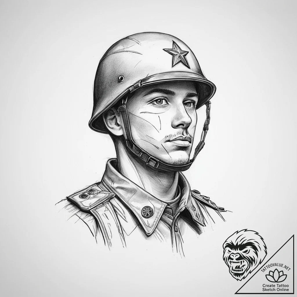 Tattoo sketch soldier's memorial, tattoo draw... - tattoo sketch (№1757066865_0, 05.09.2025 10:07) — tattoovalue.net
