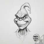 Tattoo sketch the grinch with a foot – tattoo sketch (№1757067070_0, 05.09.2025 10:11) — tattoovalue.net