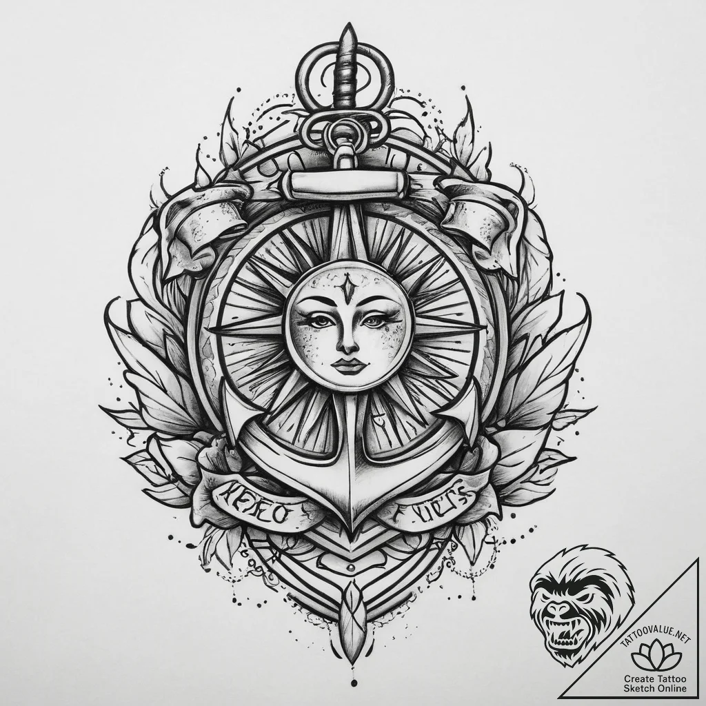 Tattoo sketch mystical representation, ink il... - tattoo sketch (№1757067466_0, 05.09.2025 10:17) — tattoovalue.net