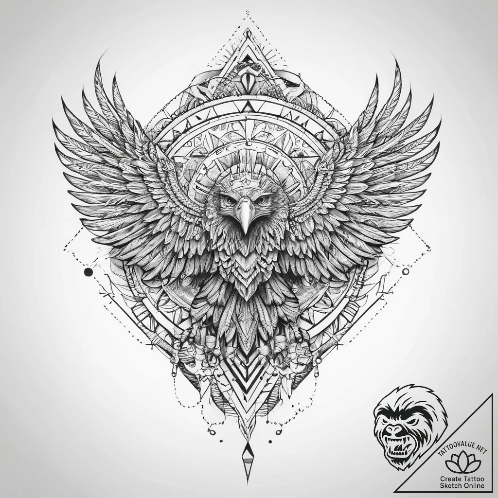 Tattoo sketch aztec eagle warrior, artistic t... - tattoo sketch (№1757068661_0, 05.09.2025 10:37) — tattoovalue.net