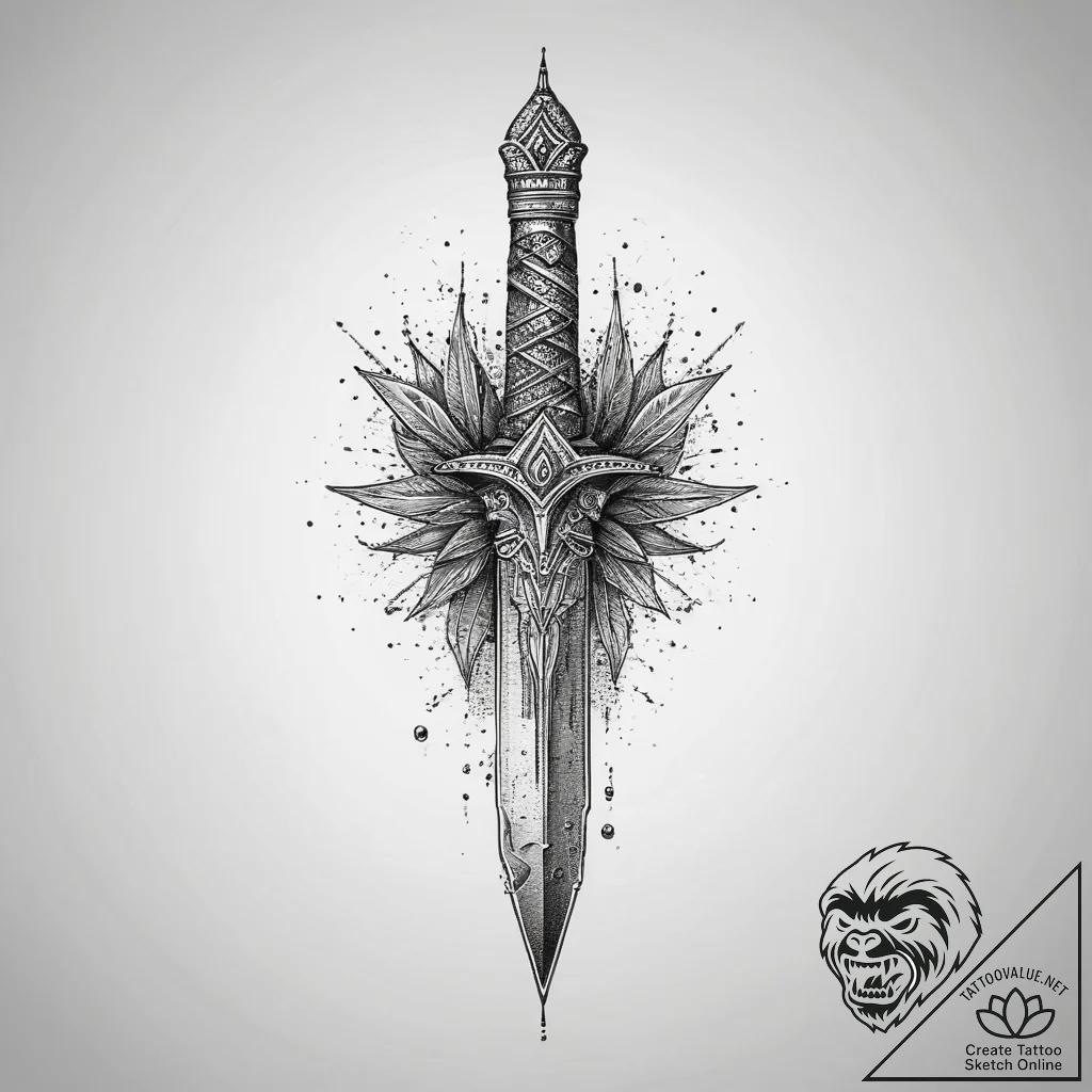 Tattoo sketch dagger point, tattoo line art,... - tattoo sketch (№1757068859_0, 05.09.2025 10:40) — tattoovalue.net