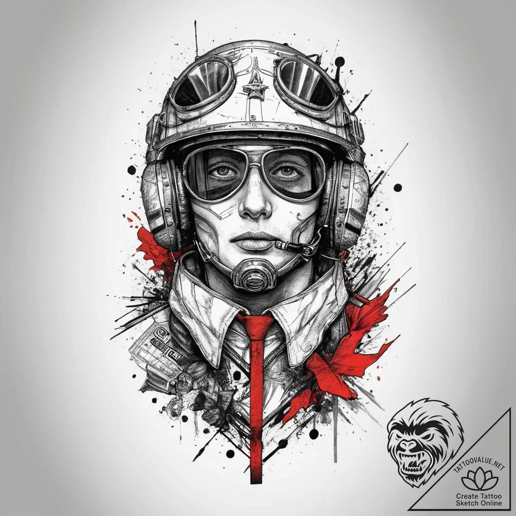 Tattoo sketch pilot pilot's uniform, ink illu... - tattoo sketch (№1757069057_0, 05.09.2025 10:44) — tattoovalue.net