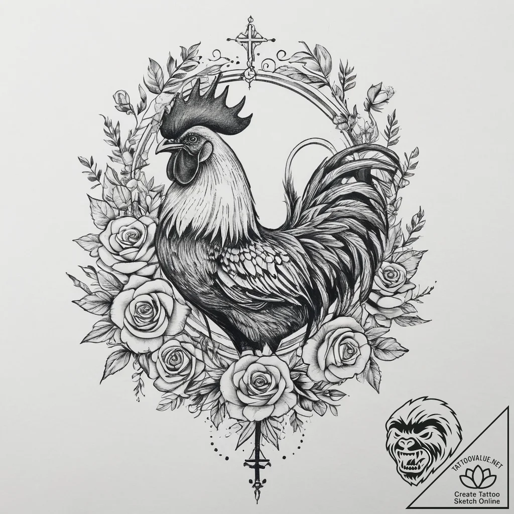 Tattoo sketch slavic rooster, tattoo drawing... - tattoo sketch (№1757069255_0, 05.09.2025 10:47) — tattoovalue.net