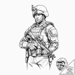Tattoo sketch soldier with a brush, ink illus… – tattoo sketch (№1757070074_0, 05.09.2025 11:01) — tattoovalue.net