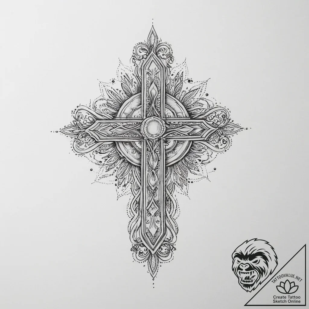 Tattoo sketch sacred portrayal, tattoo line a... - tattoo sketch (№1757071667_0, 05.09.2025 11:27) — tattoovalue.net