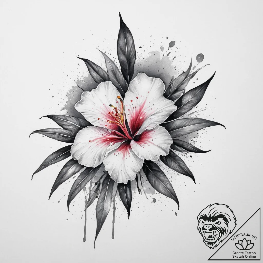 Tattoo sketch oleander, artistic tattoo sketc... - tattoo sketch (№1757072269_0, 05.09.2025 11:37) — tattoovalue.net