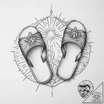 Tattoo sketch sandals with a sun, tattoo line… – tattoo sketch (№1757072470_0, 05.09.2025 11:41) — tattoovalue.net