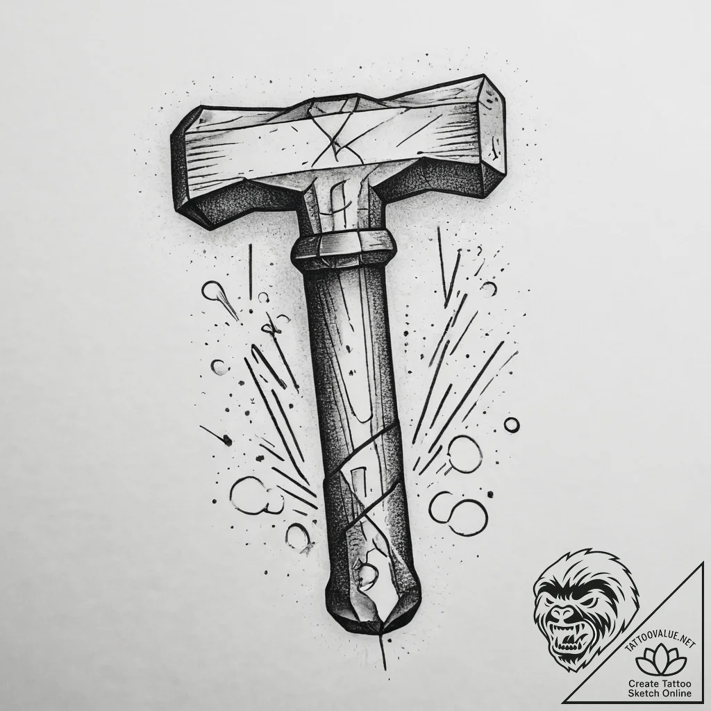 Tattoo sketch sculptor hammer and chisel, tat... - tattoo sketch (№1757073461_0, 05.09.2025 11:57) — tattoovalue.net