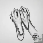 Tattoo sketch hands with a chain – tattoo sketch (№1757075059_0, 05.09.2025 12:24) — tattoovalue.net