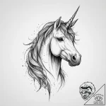 Tattoo sketch unicorn with a horn, tattoo ske… – tattoo sketch (№1757075454_0, 05.09.2025 12:30) — tattoovalue.net