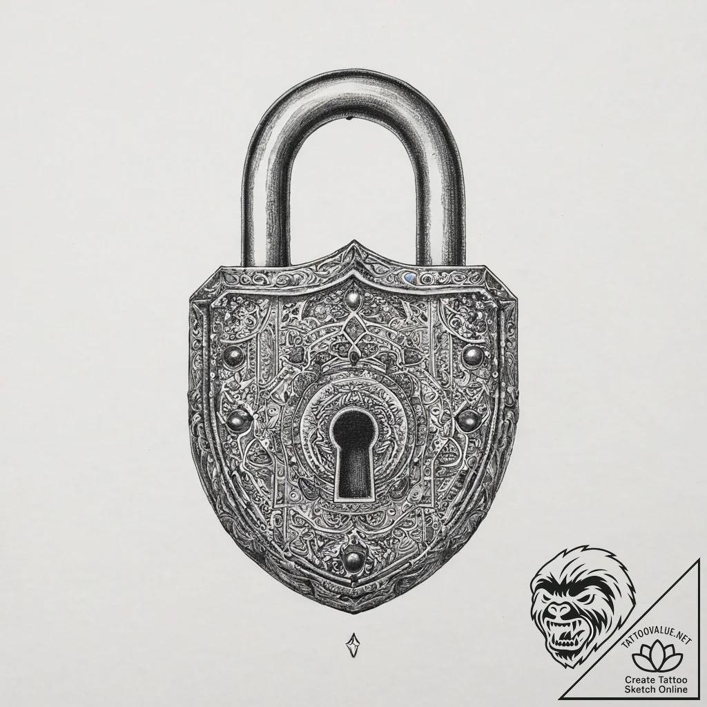 Tattoo sketch padlock on arm, artistic tattoo... - tattoo sketch (№1757075654_0, 05.09.2025 12:34) — tattoovalue.net