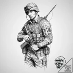 Tattoo sketch soldier with a thread – tattoo sketch (№1757077247_0, 05.09.2025 13:00) — tattoovalue.net