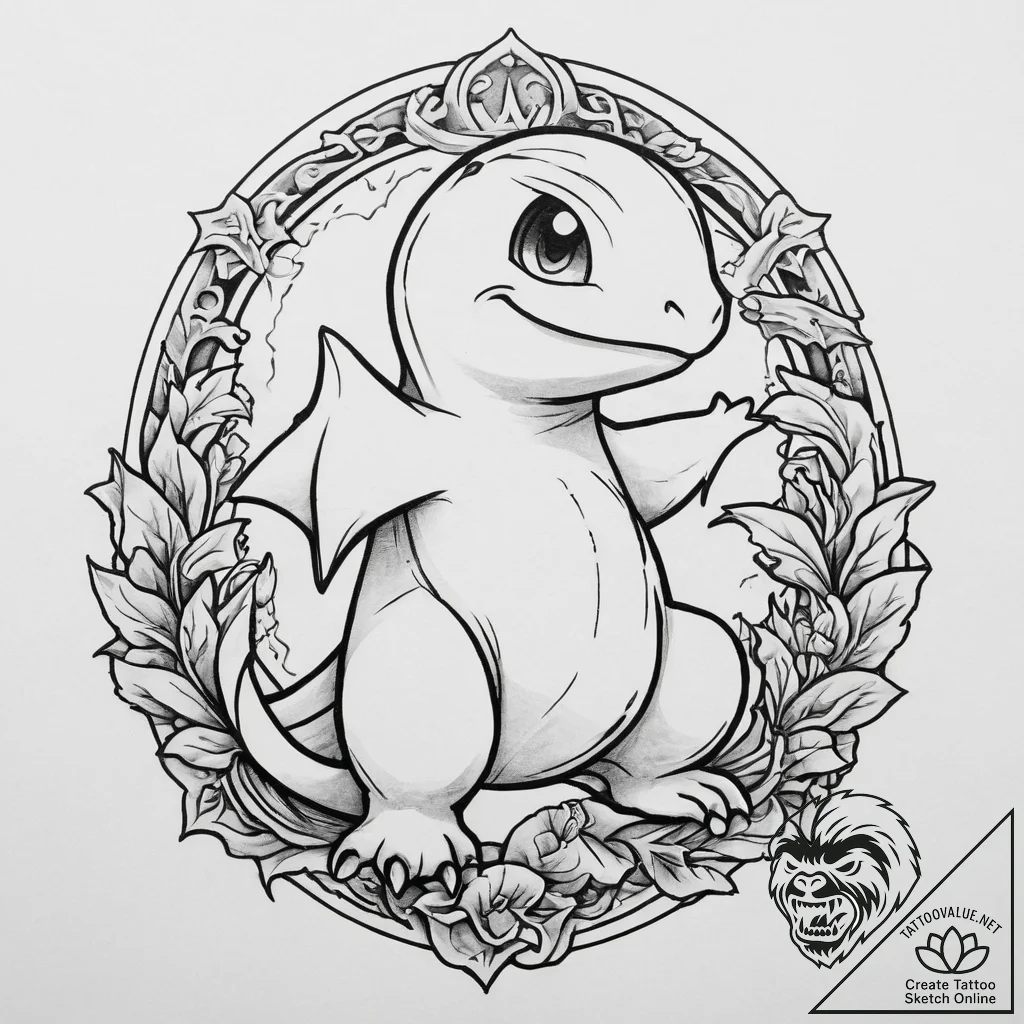 Tattoo sketch pokemon charmander, tattoo draw... - tattoo sketch (№1757077838_0, 05.09.2025 13:10) — tattoovalue.net