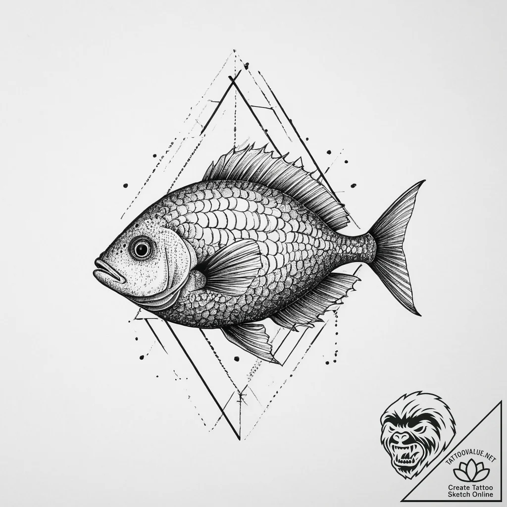 Tattoo sketch turbot, tattoo line art, black... - tattoo sketch (№1757078235_0, 05.09.2025 13:17) — tattoovalue.net