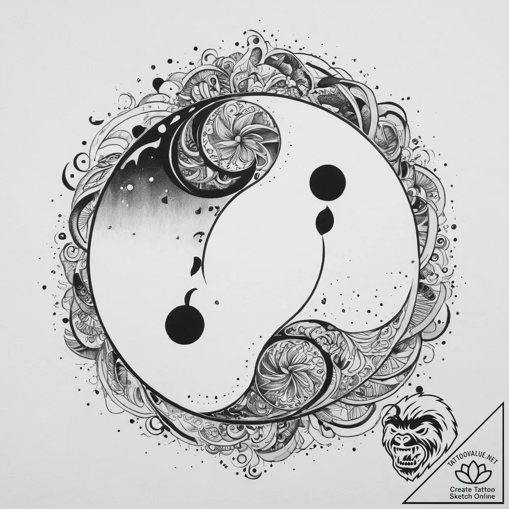 Tattoo sketch yin and yang, tattoo flash shee... - tattoo sketch (№1757079021_0, 05.09.2025 13:30) — tattoovalue.net