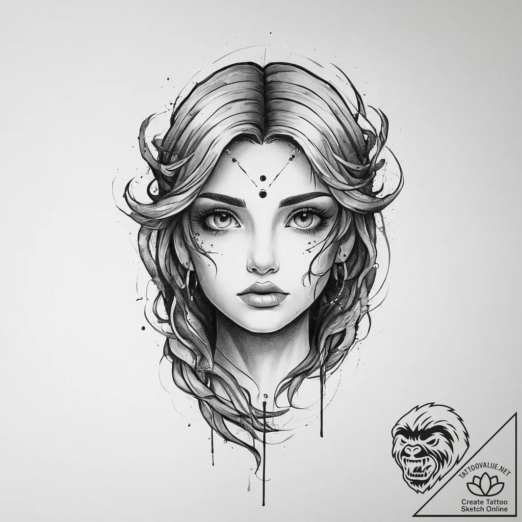 Tattoo sketch aasimar, concept art for tattoo... - tattoo sketch (№1757079469_0, 05.09.2025 13:37) — tattoovalue.net