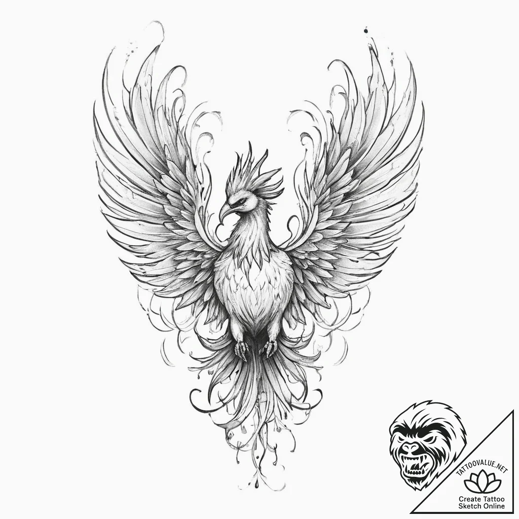 Tattoo sketch phoenix, concept art for tattoo... - tattoo sketch (№1757080463_0, 05.09.2025 13:54) — tattoovalue.net