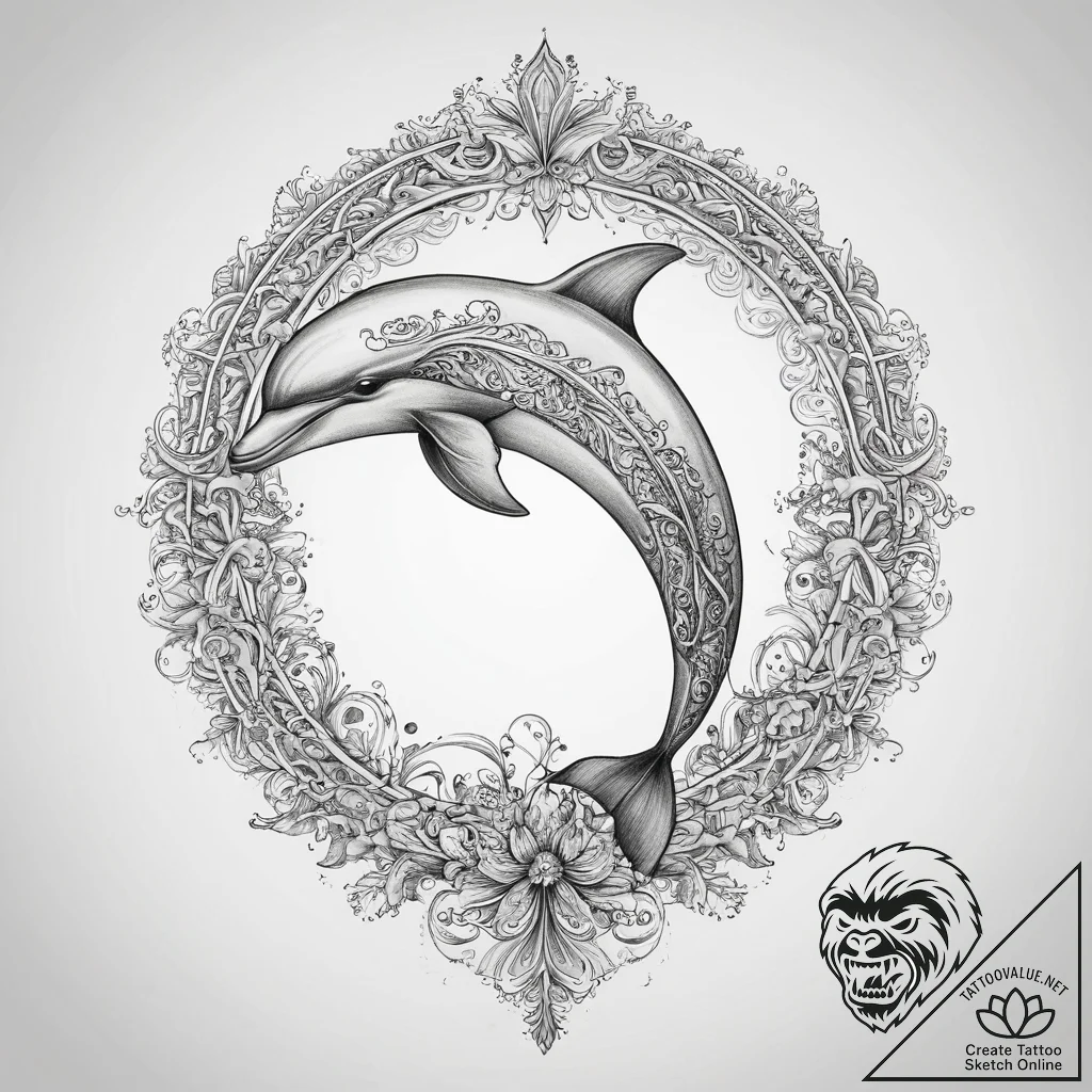 Tattoo sketch puns a dolphin that says "i'm a... - tattoo sketch (№1757081061_0, 05.09.2025 14:04) — tattoovalue.net