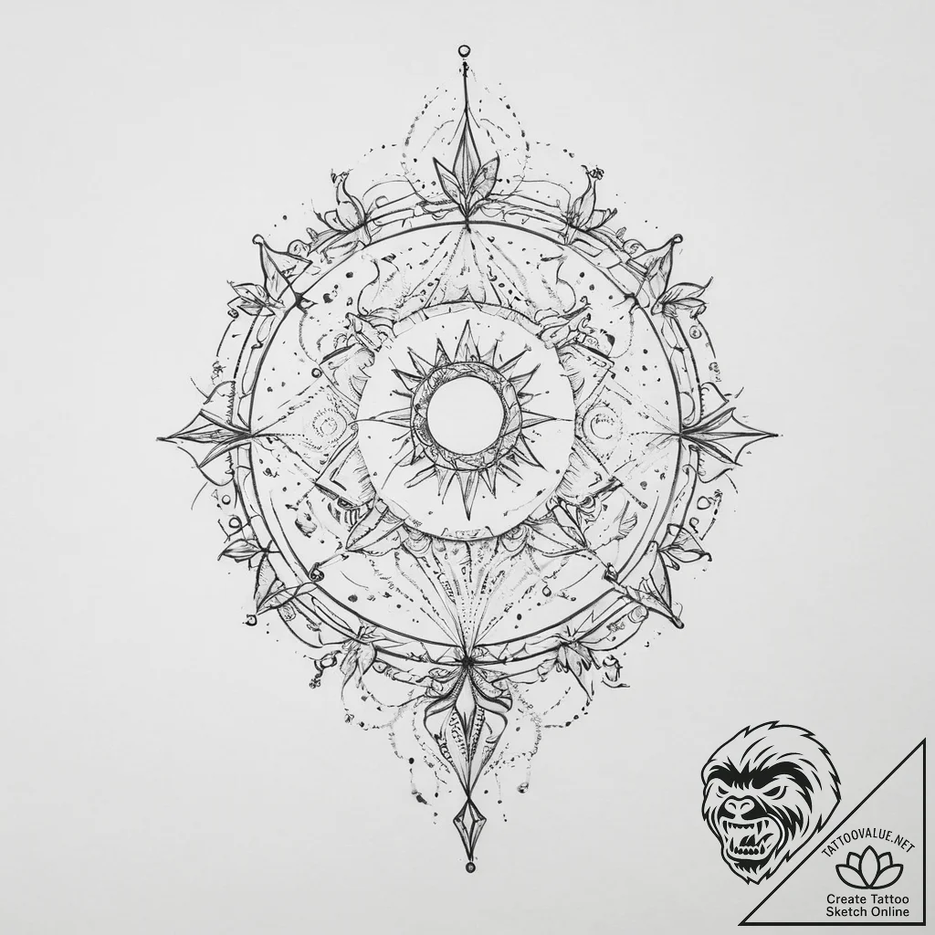 Tattoo sketch cosmic tale - tattoo sketch (№1757082065_0, 05.09.2025 14:21) — tattoovalue.net