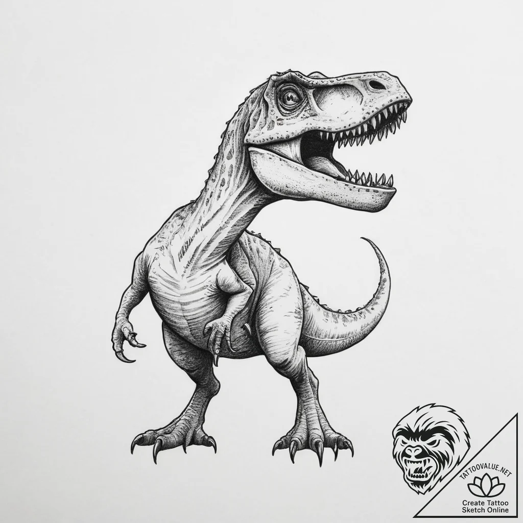 Tattoo sketch dinosaur - tattoo sketch (№1757083479_0, 05.09.2025 14:44) — tattoovalue.net