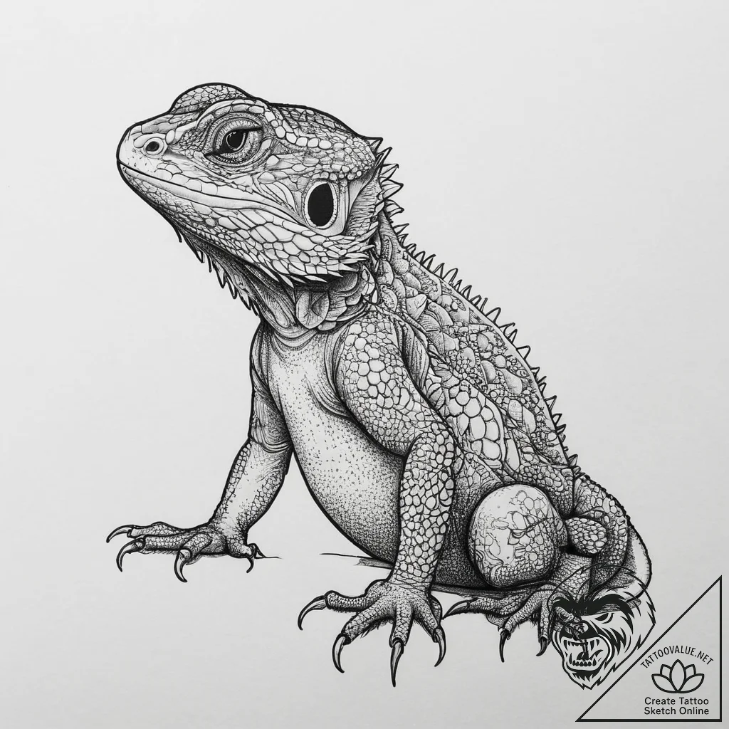 Tattoo sketch bearded dragon, tattoo drawing... - tattoo sketch (№1757084894_0, 05.09.2025 15:08) — tattoovalue.net